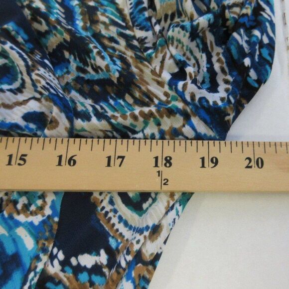 EVAN PICONE Jersey Knit Faux Wrap Dress Womens 12 Blue Geometric Paisley Print1 - Picture 9 of 12